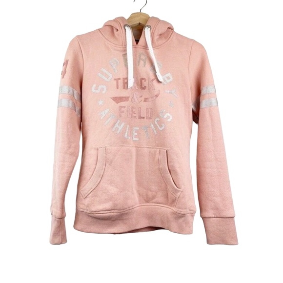 Superdry Womens Track And Field Hoodie Pink 6 - Picture 1 of 12